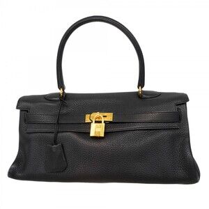 Hermes Togo Kelly Shoulder Bag, Black, Size L Engraved, Women's